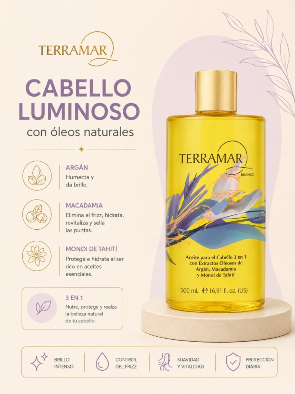 Aceite Tratamiento para el Cabello 3 en 1